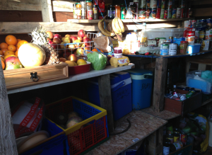 Borras' very own 'foodbank' made up of donations from kindly locals and vistors.